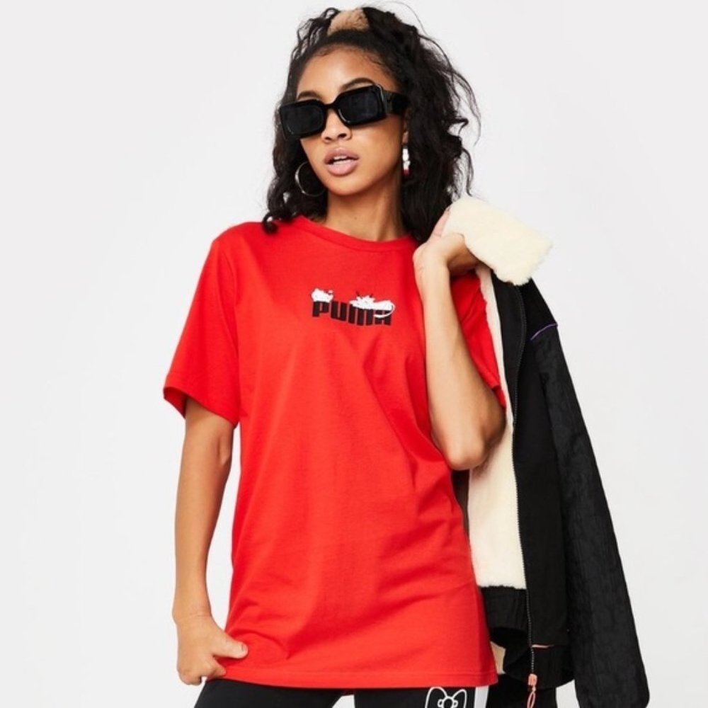 PUMA x HELLO KITTY Womens Red Short Sleeve Limited Tee NWT Kawaii Cute